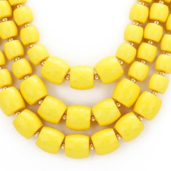 Three Layers Yellow Bead Necklace Earring Set - Picture 2 of 4